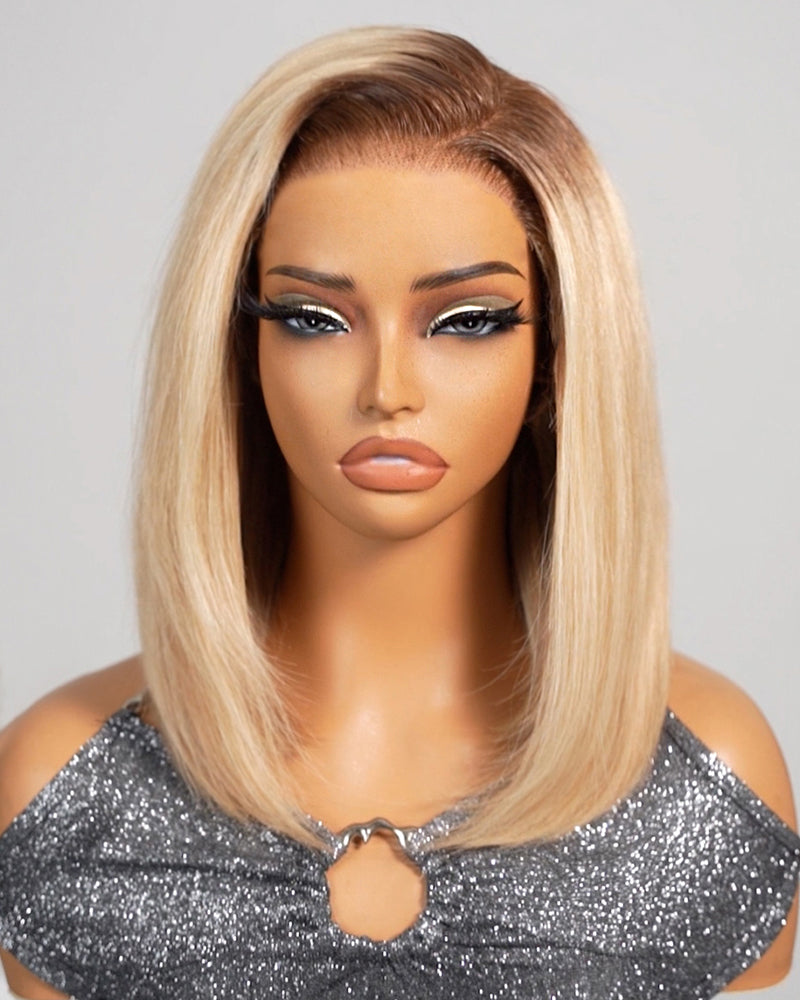 Arabella 6x5 invisible knots Glueless Loose Body Wave Bob Wig Pre-cut Lace Brown Blonde Ombre Beginner Friendly