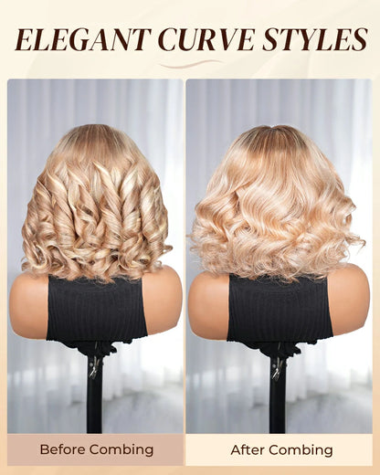 Arabella 6x5 invisible knots Glueless Loose Body Wave Bob Wig Pre-cut Lace Brown Blonde Ombre Beginner Friendly