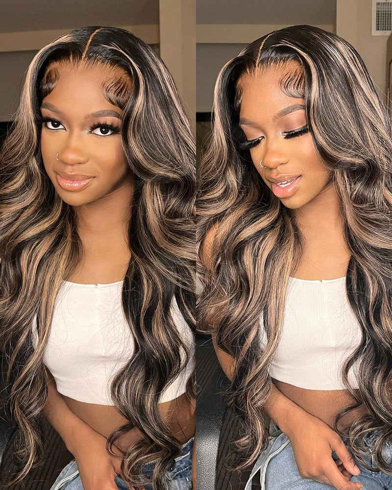 【Bogo Sale】Balayage Highlight Colored Body Wave 5x5 Glueless Lace Human Hair Wigs