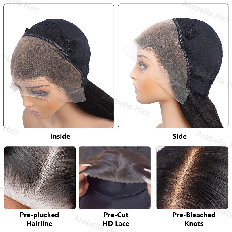 13x4 Lace Frontal Piano Highlight Color New Upgraded Body Wave Pre-Plucked Human Hair Wig Free Part