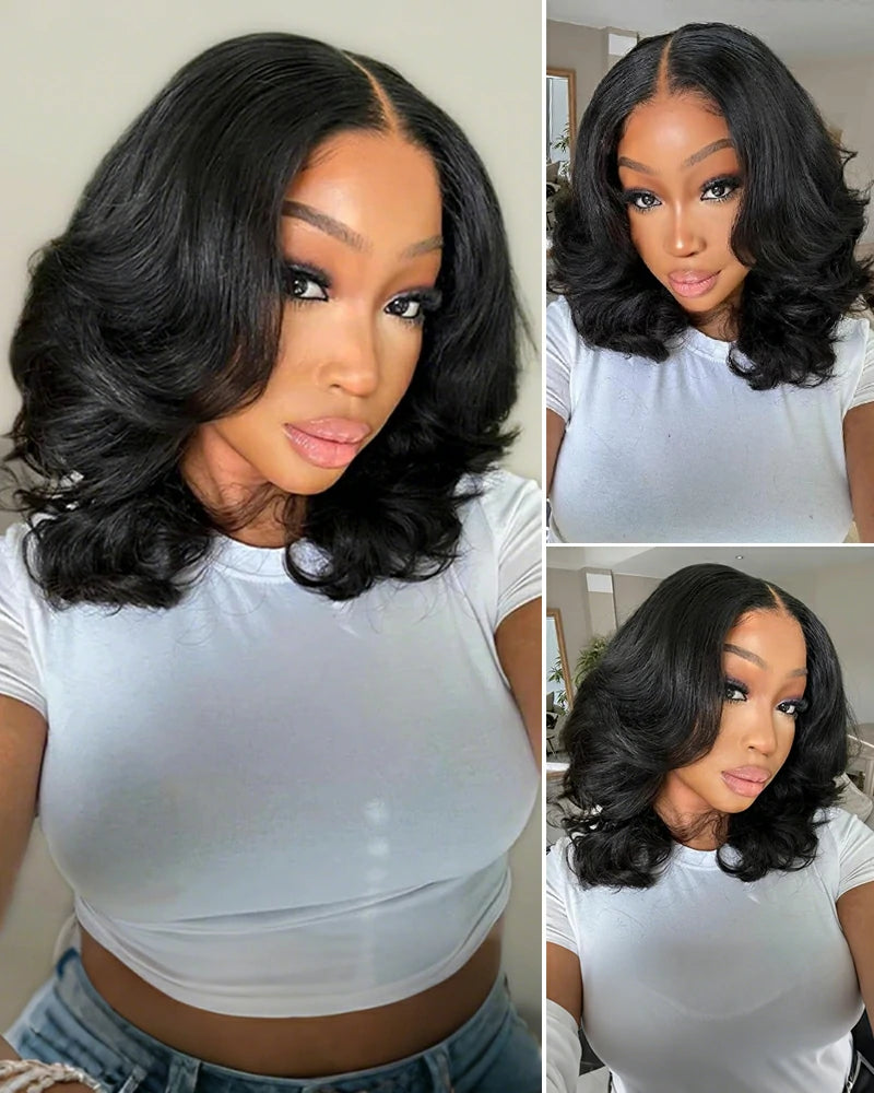 Arabella 13x4 Frontal Lace Loose Wave Bob Wig Pre-cut Lace Natural Black Beginner Friendly