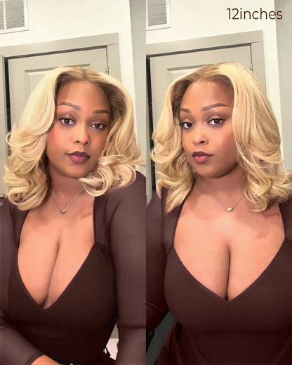 Arabella 6x5 invisible knots Glueless Loose Body Wave Bob Wig Pre-cut Lace Brown Blonde Ombre Beginner Friendly