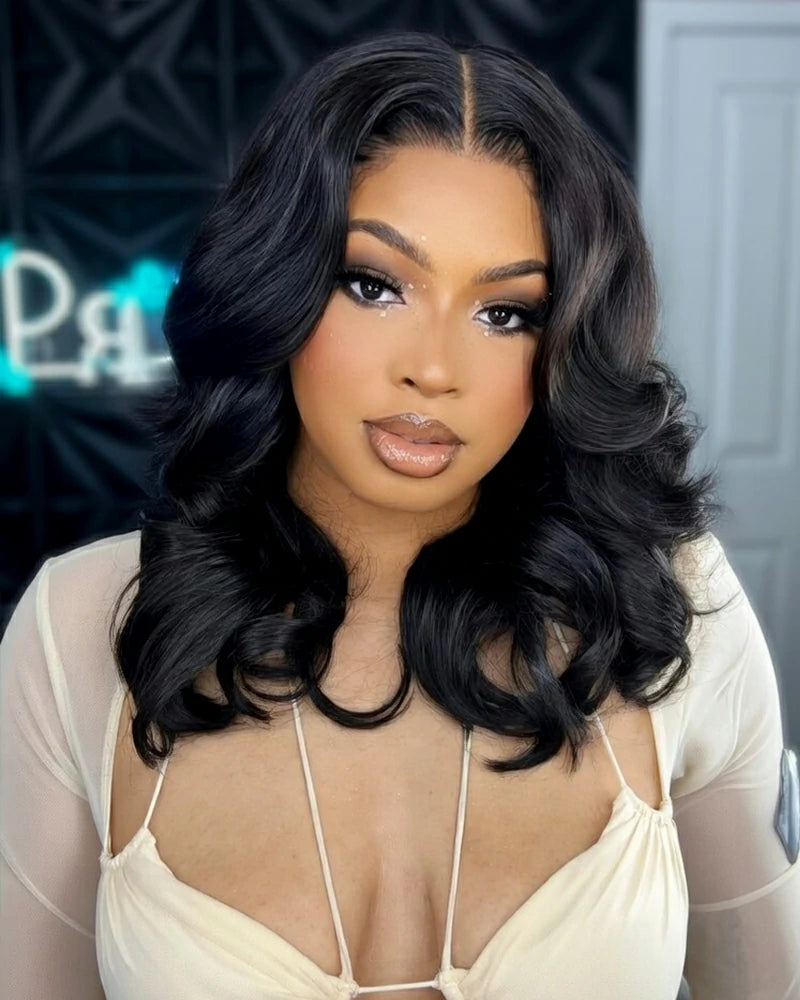 Arabella 13x6 Three-Go™ 250% Density Body Wave Bob Invisible Knots Natural Black Glueless Beginner Friendly