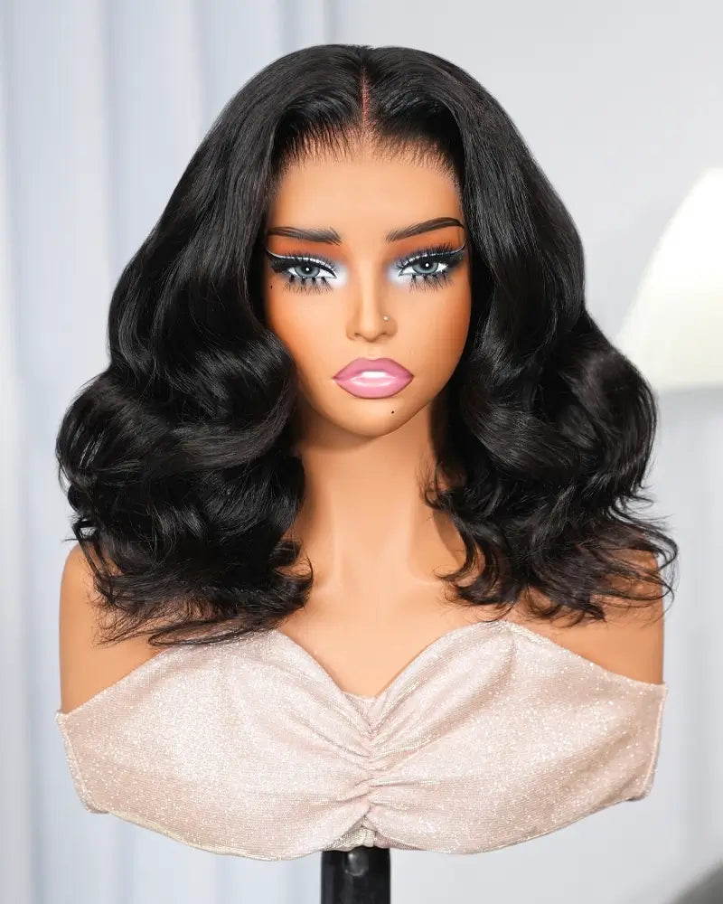 Arabella 13x6 Three-Go™ 250% Density Straight Bob Invisible Knots Natural Black Glueless Beginner Friendly