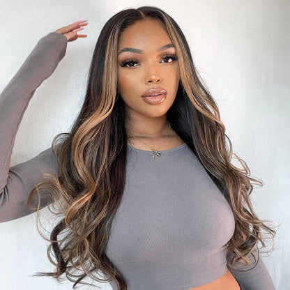 【30&quot; Super Sale】Minimalist Color Series Glueless 13x4 Lace Front Pre-Bleached Knots Blonde and Brown Highlight Colored Body Wave/Straight Human Hair Wig