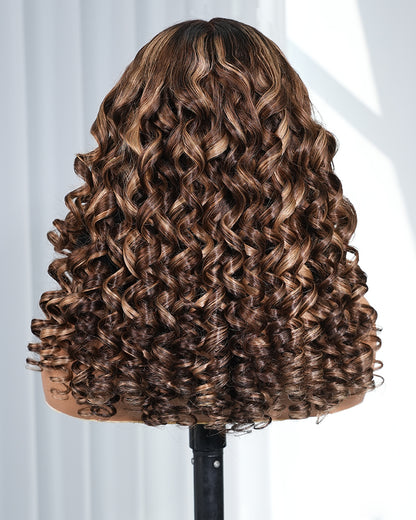 【$299 = 2 WIGS】Arabella 13x6 Three-Go™ Ombre Highlight Honey Blonde Glueless Wig Wand Curl With Drawstring 100% Human Hair Wig