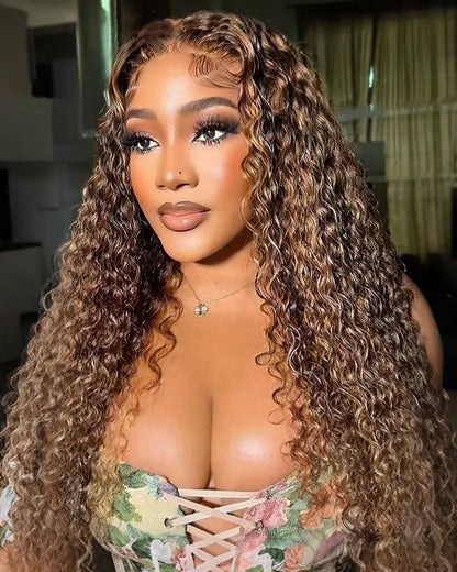 Arabella 12A Jerry Curly with Burmese Curly 3 Bundles Human Hair Weft Honey Blonde Highlight Color Unprocessed Virgin Hair Weave