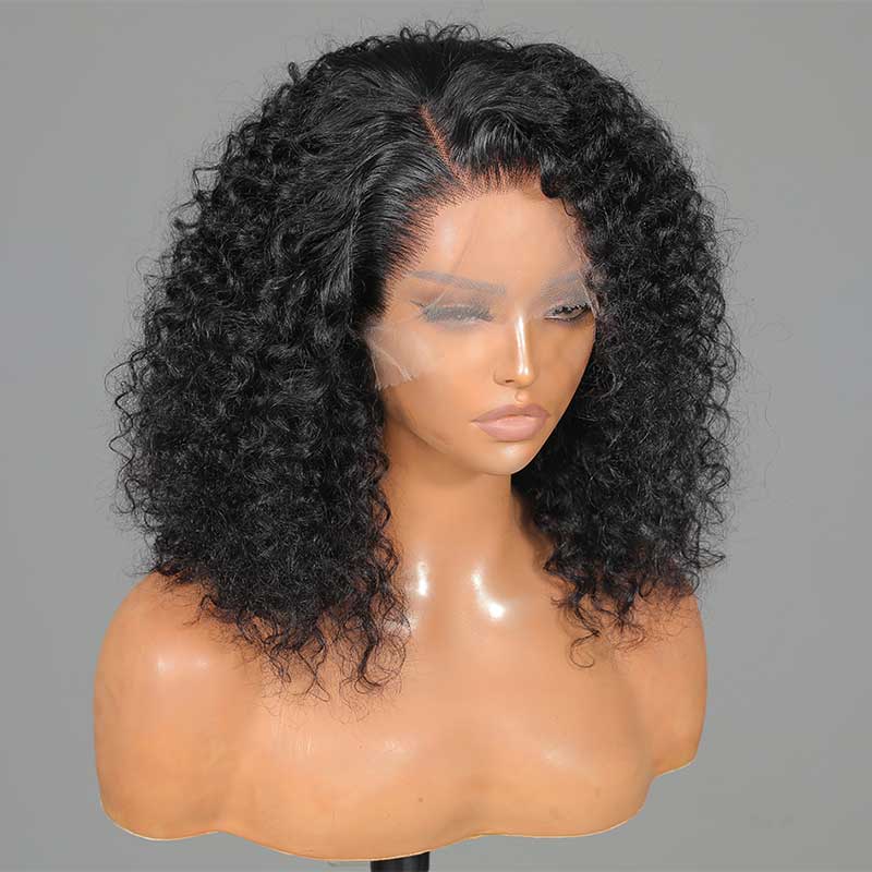 Minimalist Short Bob: Glueless Jerry Curly 13x4 Lace Front Natural Black Human Hair Wig