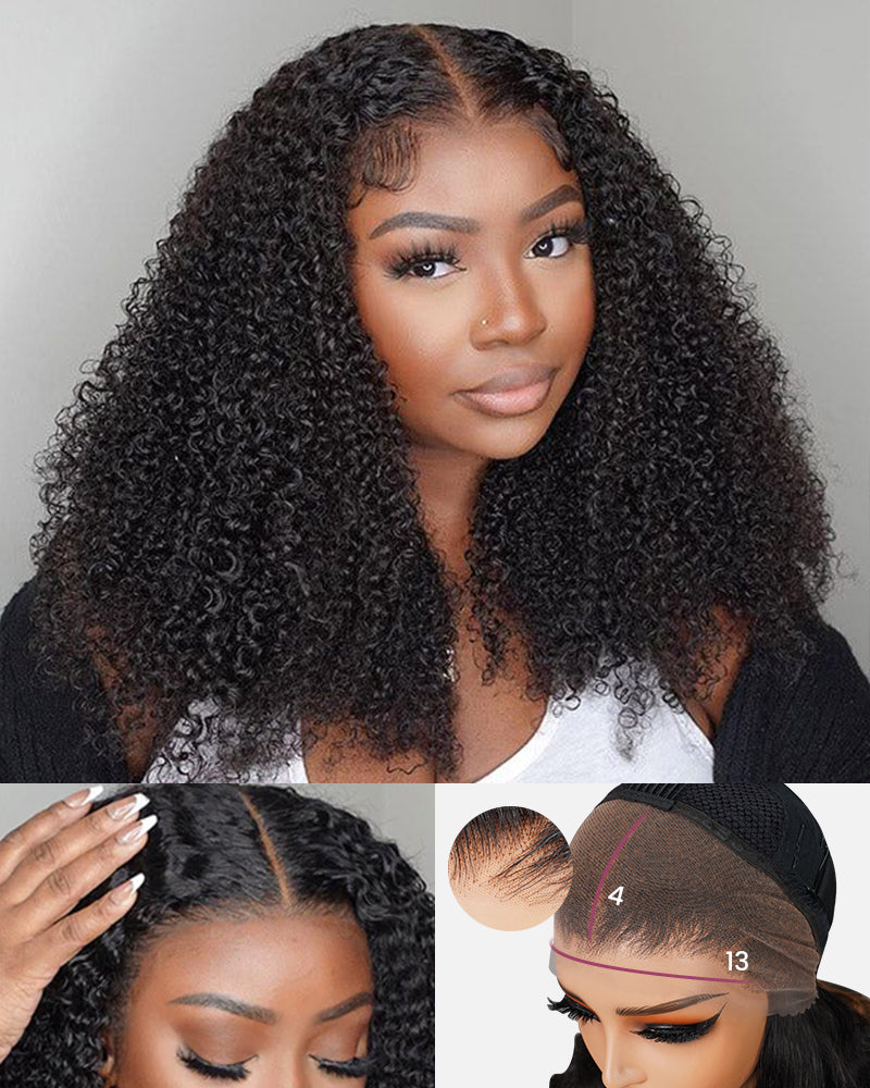 【Limited Design】Upgrade New Special Kinky Curl Curly Double Drawn Pre-Plucked Natural Black Human Hair Wigs