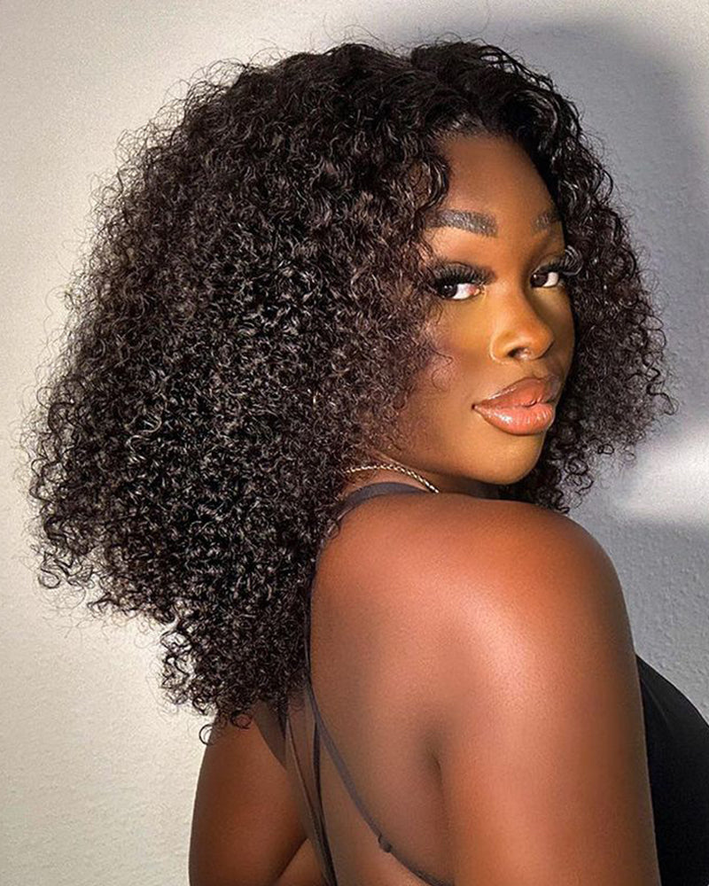 16&quot; = $87 | Arabella 6x5/13x4 Lace Glueless Jerry Curly Wig Pre-cut Lace Natural Black Beginner Friendly