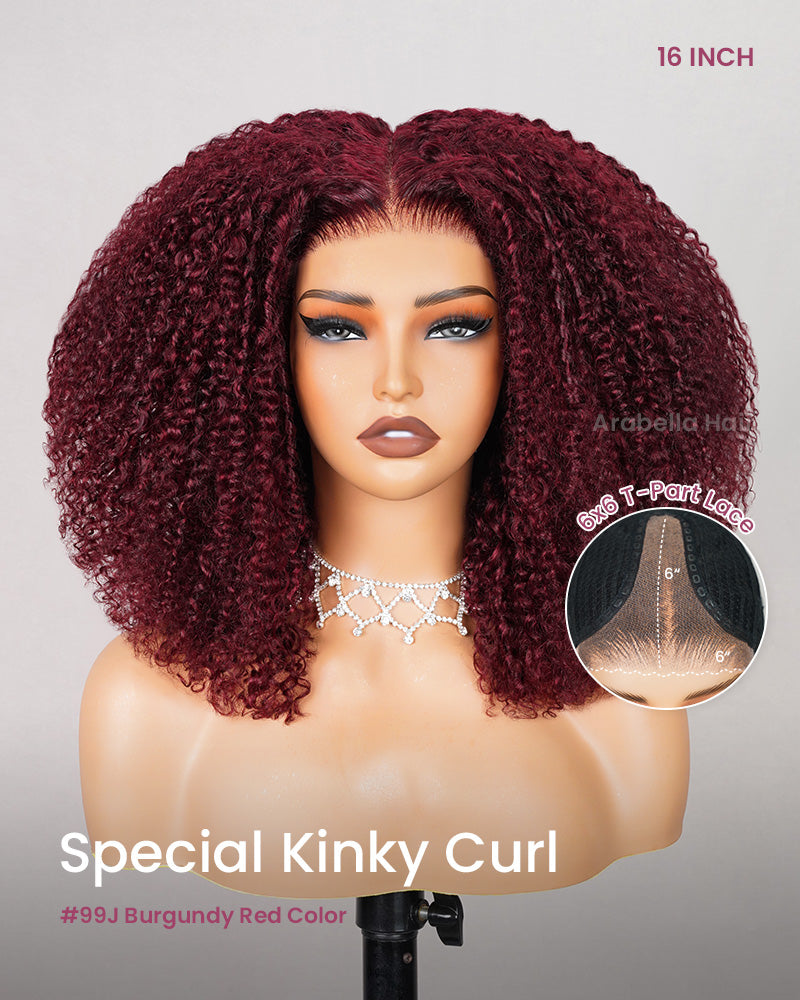 【Limited Design】Double Drawn Special Kinky Curl 6-inch Deep Lace Easy-Wear Curly 3D Cap Pre-Plucked Natural Black Human Hair Wigs