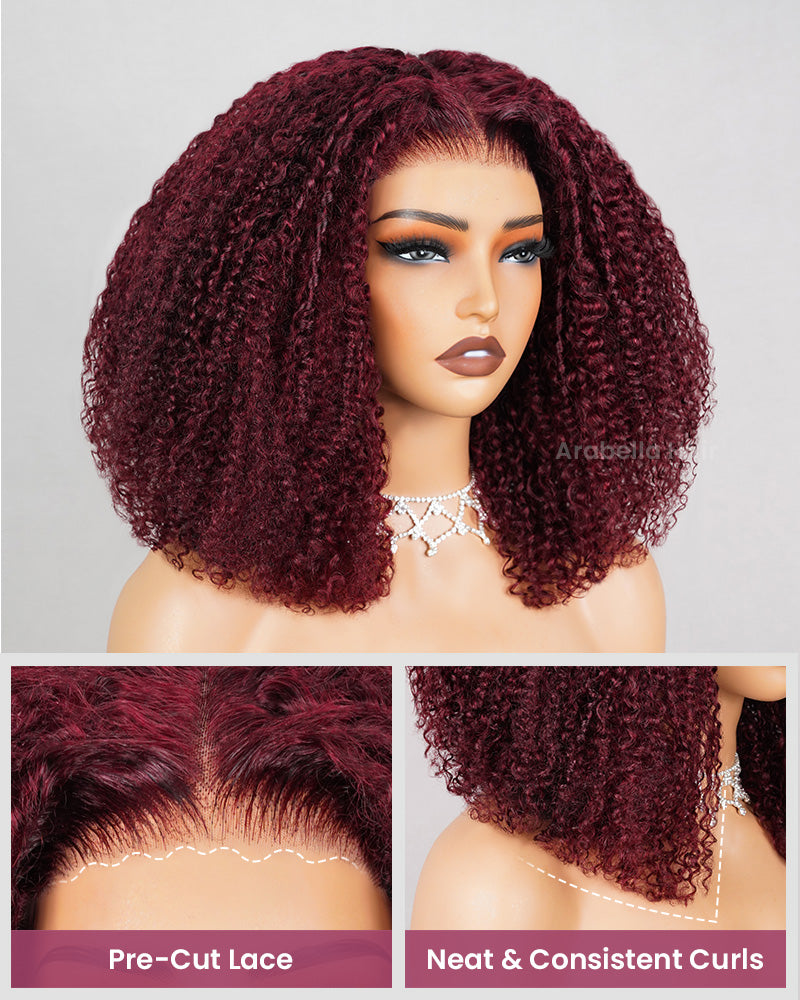 【Limited Design】Double Drawn Special Kinky Curl 6-inch Deep Lace Easy-Wear Curly 3D Cap Pre-Plucked Natural Black Human Hair Wigs