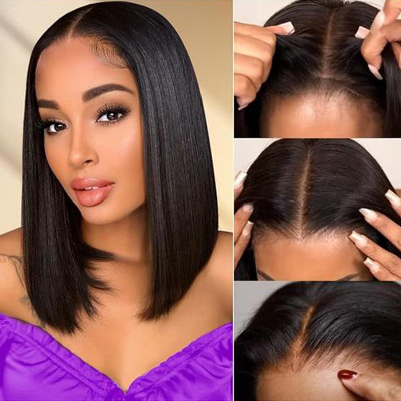 Minimalist Short Bob: Glueless 6x5 Pre-Cut Lace Ready-to-Wear Straight Human Hair Wig