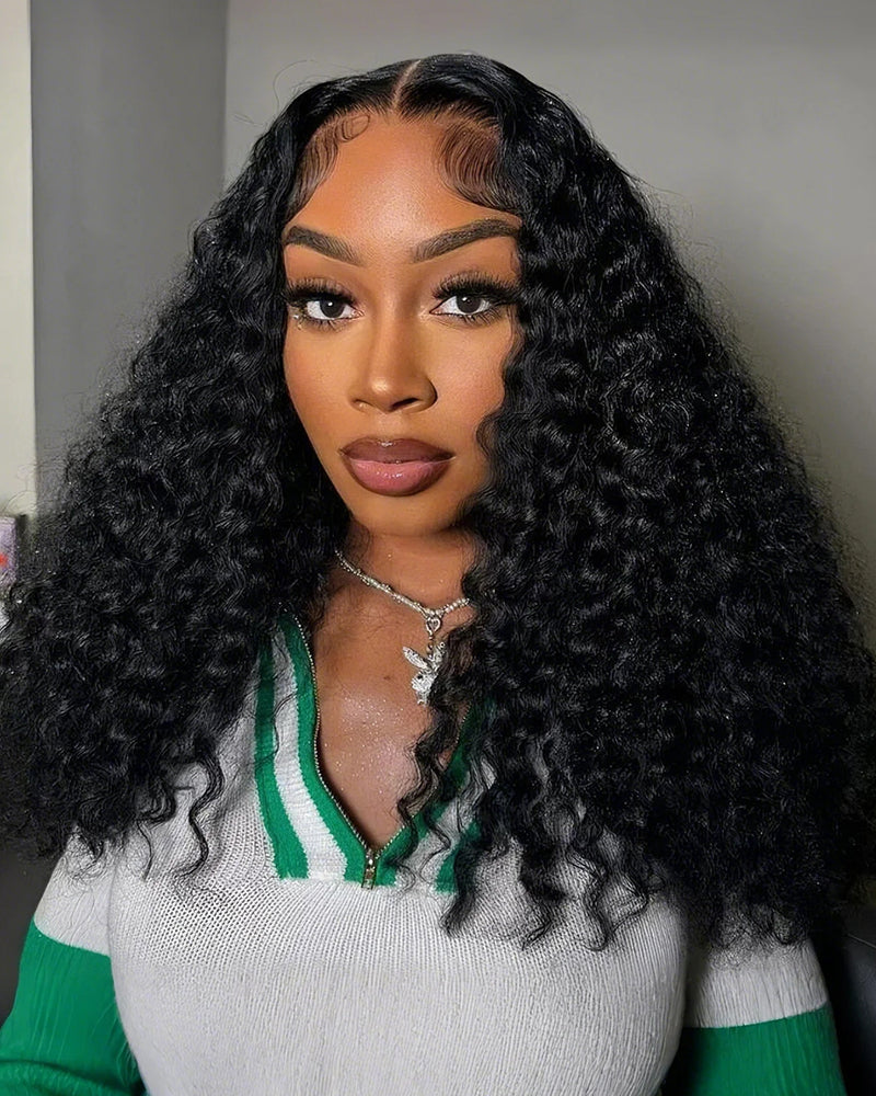 Arabella 6x5 Invisible Knots Glueless Lace Deep Wave Wig Pre-cut Lace Natural Black Beginner Friendly