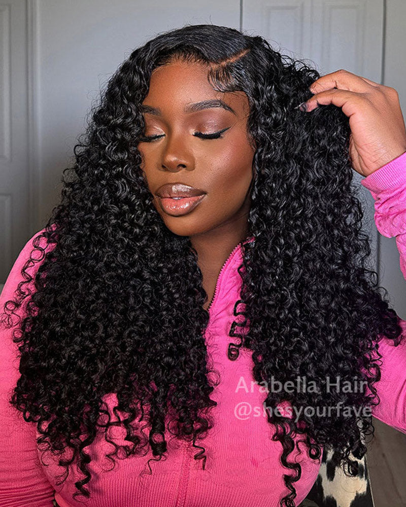 Glueless 6x5 Pre-Cut Lace Closure Jerry Curly Easy-Wear Upgrade HD Lace Natural Black Human Hair Wig Beginner-Friendly