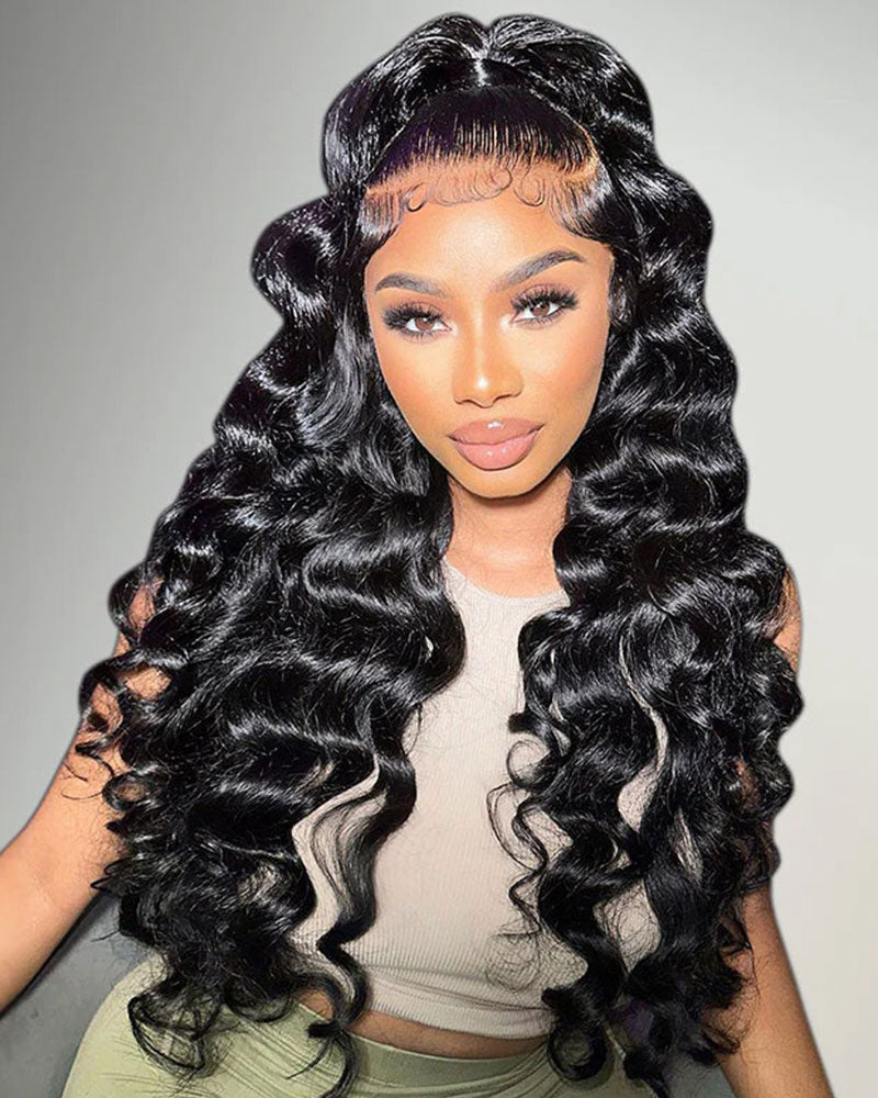 13x4 Breathable Cap Lace Frontal Wig | Loose Wave Ear-to-ear Glueless Lace Pre-Bleached Knots Human Hair