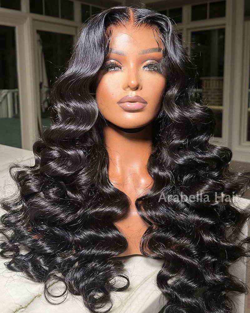 13x4 Breathable Cap Lace Frontal Wig | Loose Wave Ear-to-ear Glueless Lace Pre-Bleached Knots Human Hair