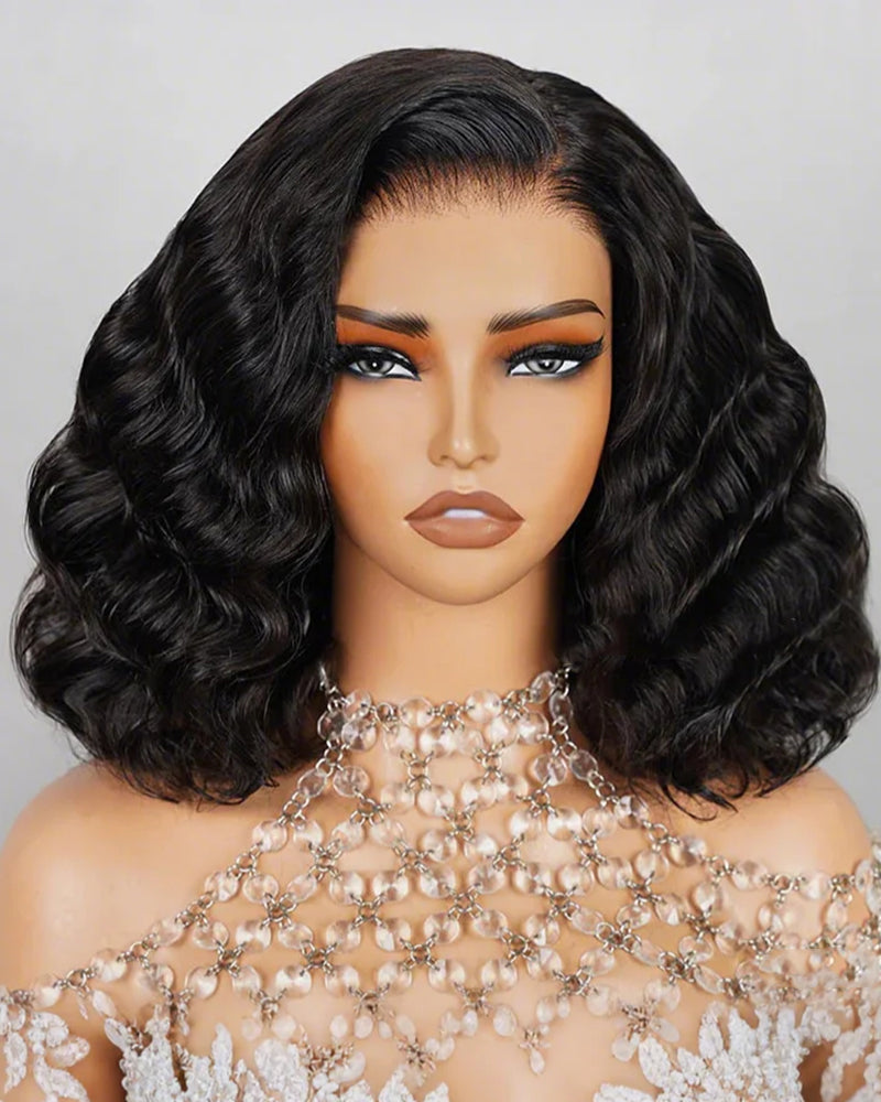【Bogo Sale】Natural Wave Natural Black Bob Style Glueless 6x5 Lace/6x6 Lace Human Hair Wig
