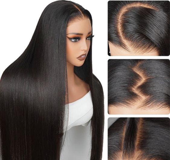 360 Lace Frontal Natural Black Long Straight Wig Free Part Ponytail Style Human Hair Wig -Arabella Hair Wigs Arabella Hair 