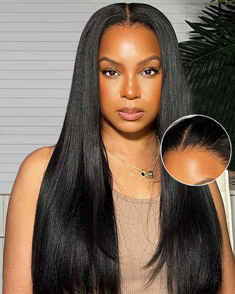 3S-Super Silky Straight | Glueless 13x4 Lace Frontal Wig | Pre-Plucked &amp; Bleached Breathable Cap Free Parting Human Hair