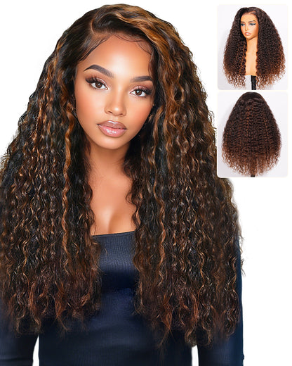【$299 = 2 WIGS】Arabella 13x6 Three-Go™ Glueless Wig Chestnut Brown Ombre Water Wave With Drawstring For Beginner