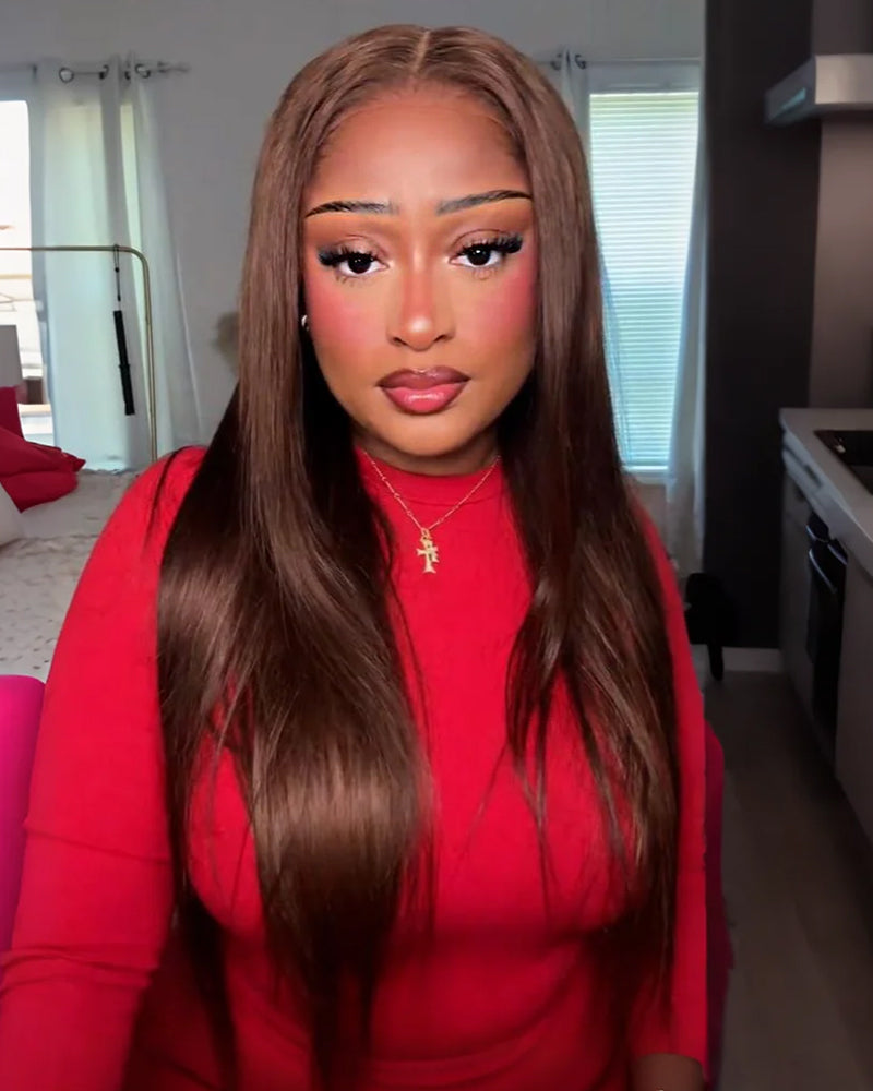 【Extra Long Wigs Sale】Arabella 13x6 Three-Go™ Chocolate Brown Glueless Wig Silky Straight With Drawstring 100% Human Hair Wig