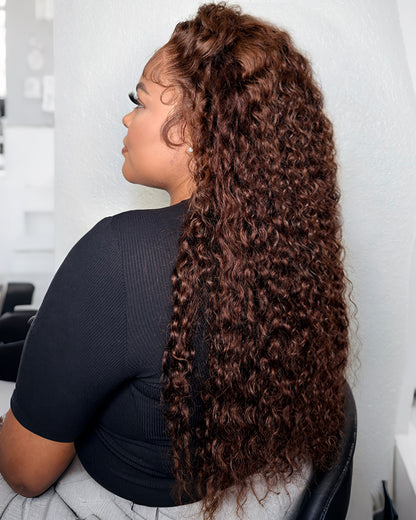 【Extra Long Wigs Sale】Arabella 13x6 Three-Go™ Glueless Wig Chocolate Brown Burmese Curly With Drawstring