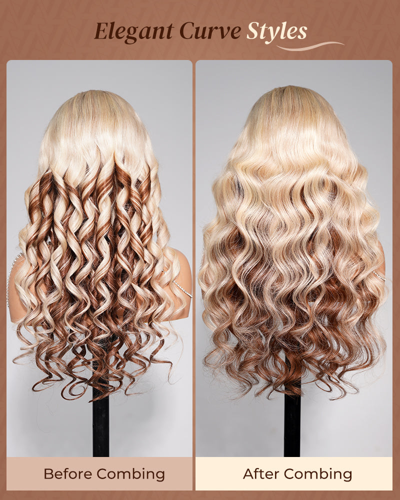 Arabella 13x6 Three-Go™ Blonde and Brown Ombre Glueless Wig Loose Body Wave With Drawstring