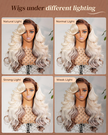 Arabella 13x6 Three-Go™ Blonde and Brown Ombre Glueless Wig Loose Body Wave With Drawstring