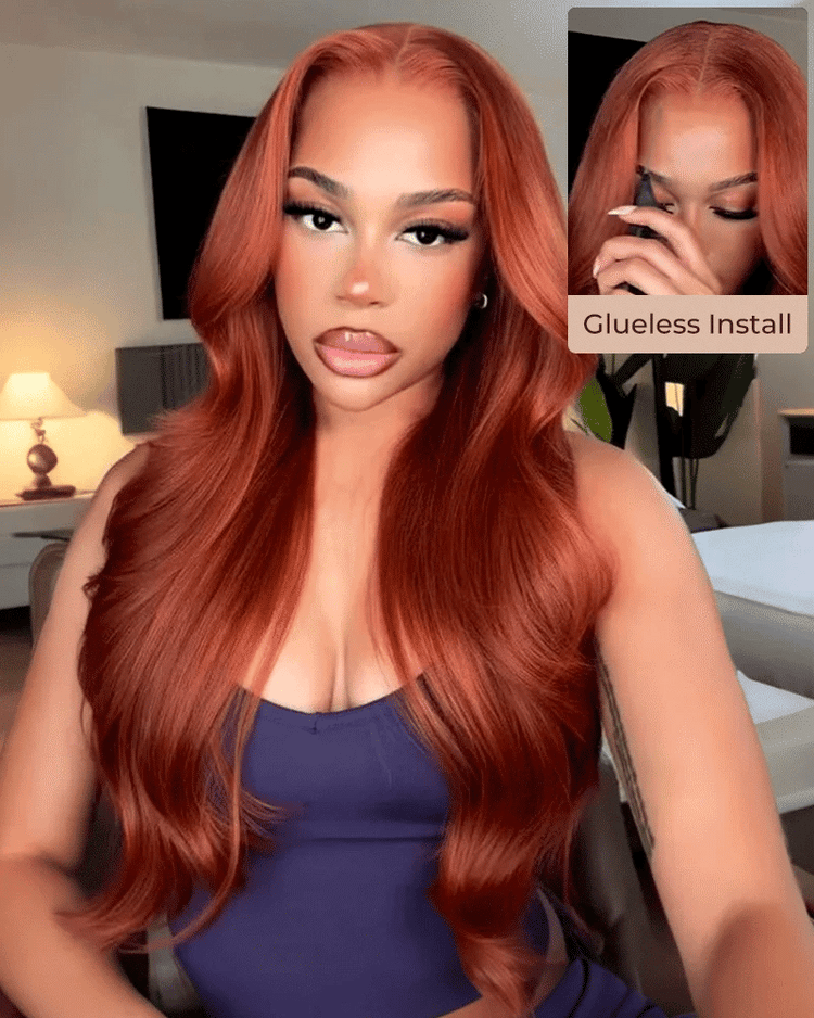 Arabella 13x6 Three-Go™ Dark Copper Ginger Glueless Wig Loose Body Wave With Drawstring 100% Human Hair Wig