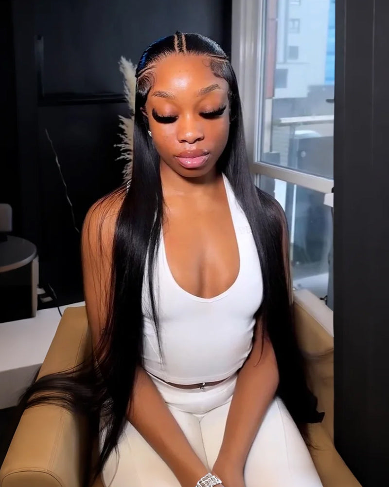 Arabella 13x6 Three-Go™ Glueless Wig 36Inch Super Long Silky Straight With Drawstring Natural Black 100% Human Hair Wig