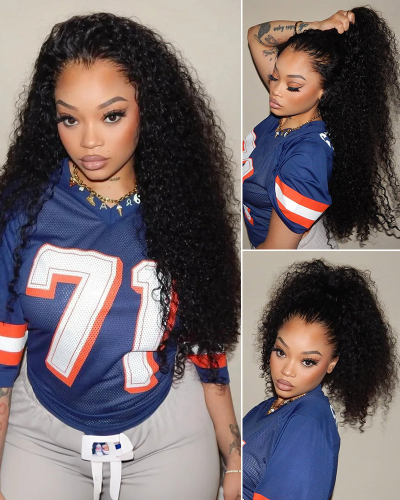 【Flash Sale】Arabella 13x6 Three-Go™ Glueless Wig Water Wave With Drawstring Natural Black 100% Human Hair Wig