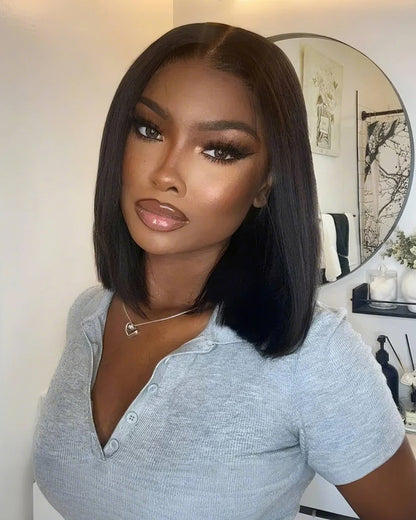 Arabella 6x5/13x4 Lace Glueless Straight Bob Wig Pre-cut Lace Natural Black Beginner Friendly