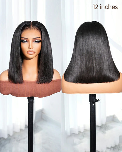 Arabella 13x6 Three-Go™ 250% Density Straight Bob Invisible Knots Natural Black Glueless Beginner Friendly