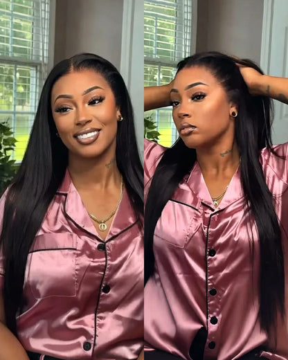 Arabella 13x6 Three-Go™ Glueless Wig Silky Straight With Drawstring Natural Black 100% Human Hair Wig