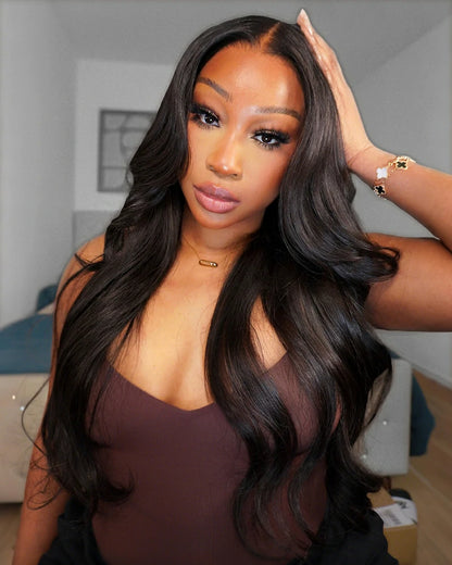 Arabella 13x6 Three-Go™ Glueless Wig Body Wave With Drawstring Natural Black 100% Human Hair Wig
