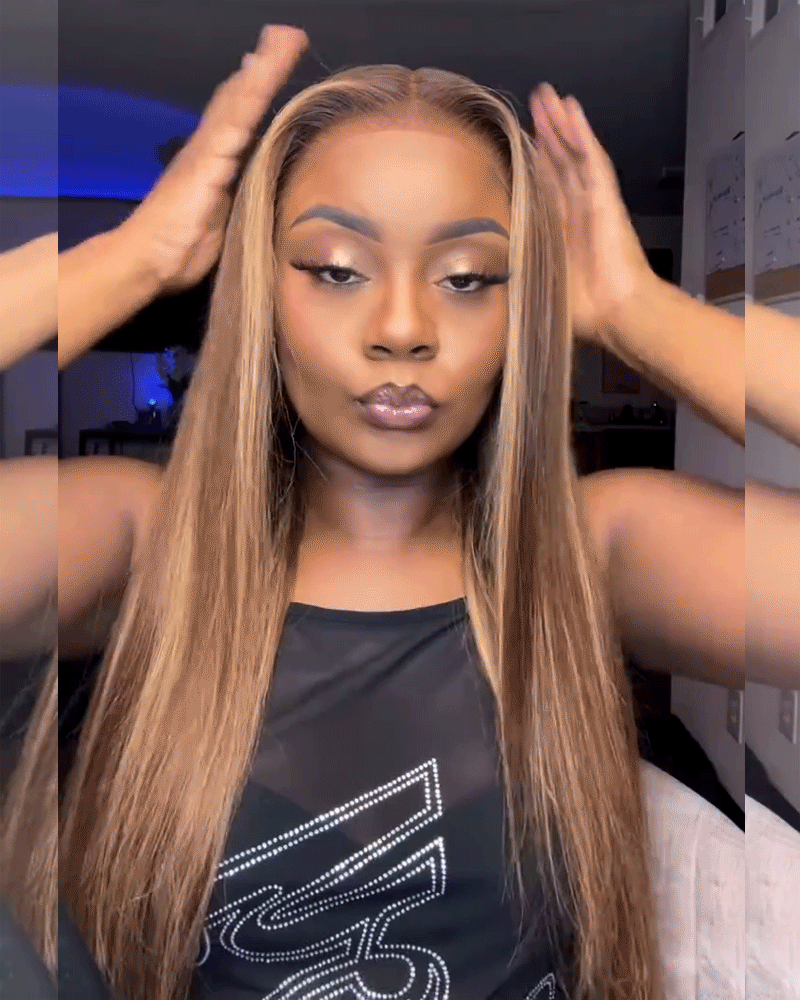 Arabella 13x6 Three-Go™ Ombre Highlight Honey Blonde Glueless Wig Silky Straight With Drawstring 100% Human Hair Wig