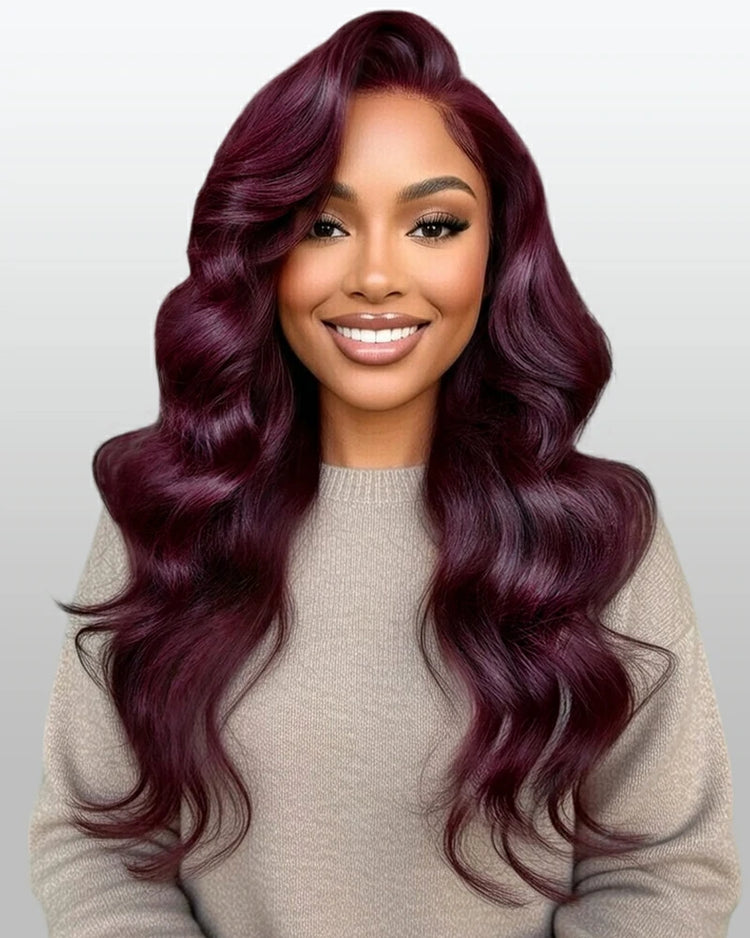 Arabella 13x6 Three-Go™ Dark Plum Glueless Wig Body Wave With Drawstring 100% Human Hair Wig