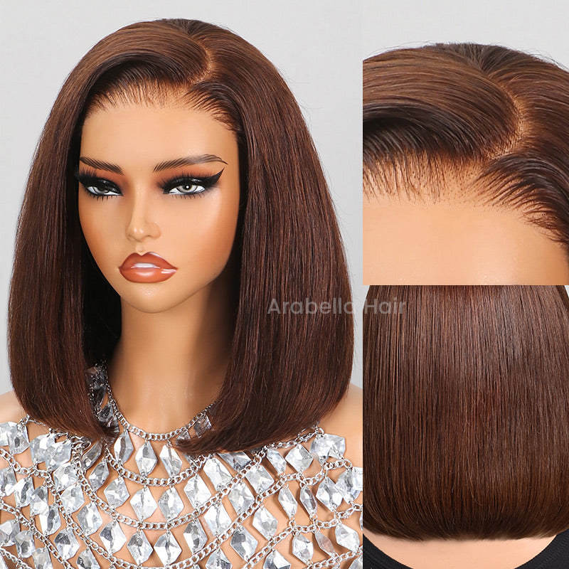 Minimalist Short Bob: Double Drawn Pre-Cut Glueless Lace Wig Straight 3D Cap Pre-Plucked Mini Knots