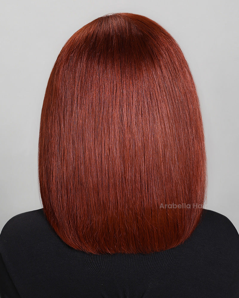 33 Reddish Brown Auburn 13x4 Glueless Lace Straight Short Bob Human Hair Wigs