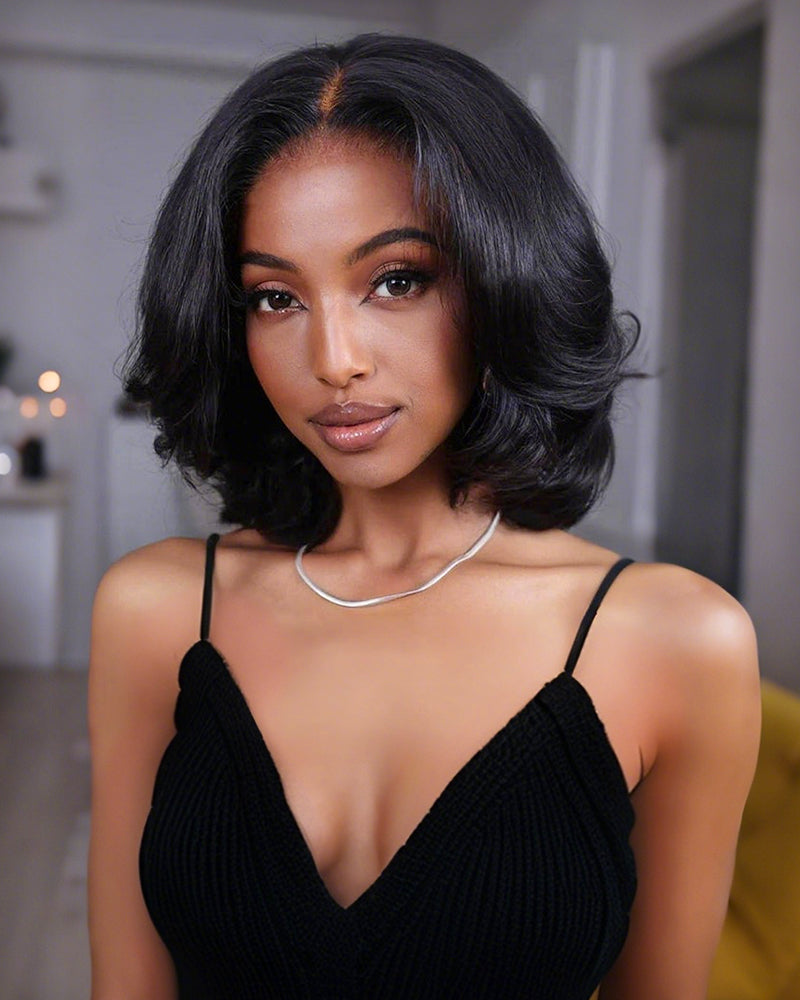 Arabella 6x5 invisible knots Glueless Loose Wave Bob Wig Pre-cut Lace Natural Black Beginner Friendly