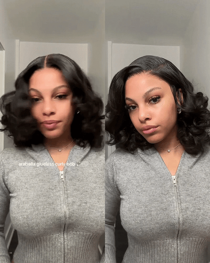 Arabella 6x5 invisible knots Glueless Loose Wave Bob Wig Pre-cut Lace Natural Black Beginner Friendly