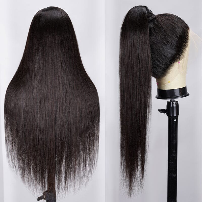 360 Lace Frontal Natural Black Long Straight Wig Free Part Ponytail Style Human Hair Wig -Arabella Hair Wigs Arabella Hair 