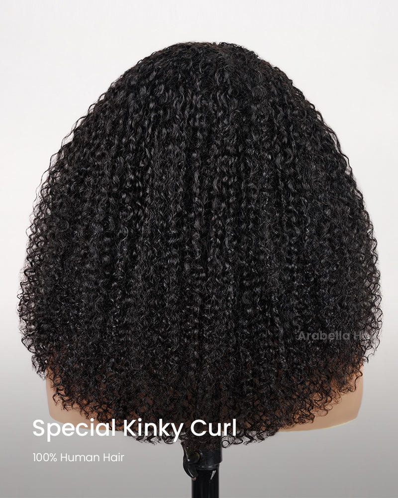 3 In 1 Half Wig Special Kinky Curl Upgrade With Drawstring Cap No Glue Needed Human Hair Wigs