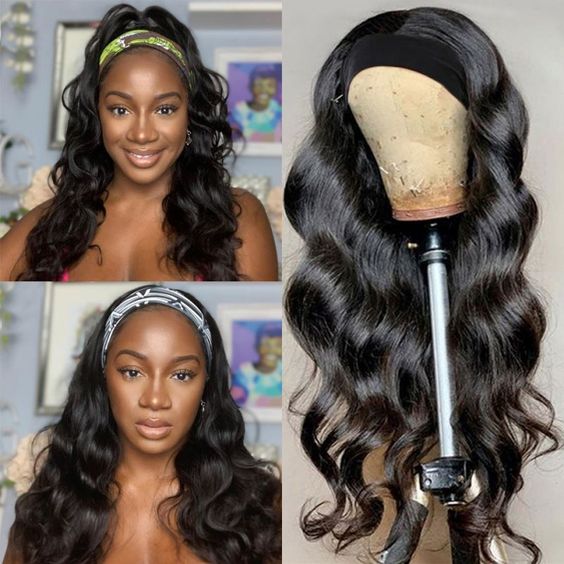 【Super Sale】Glueless Body Wave Natural Black Virgin Hair Grip Headband Wig Human Hair Wig