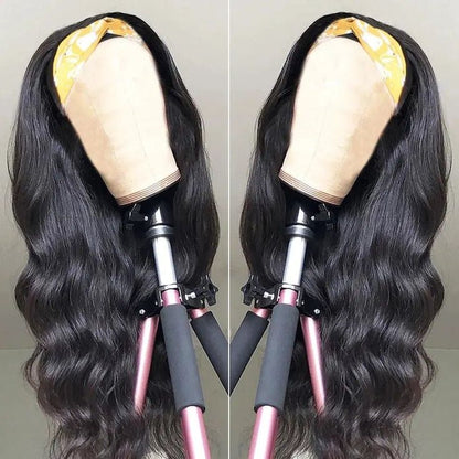 【Super Sale】Glueless Body Wave Natural Black Virgin Hair Grip Headband Wig Human Hair Wig