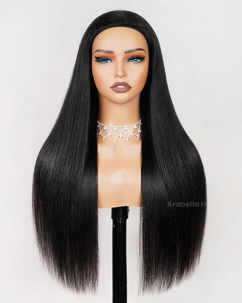 3 In 1 Half Wig Silky Straight Half Wig Or Up-Do Drawstring Cap Beginner-Friendly Human Hair Wigs