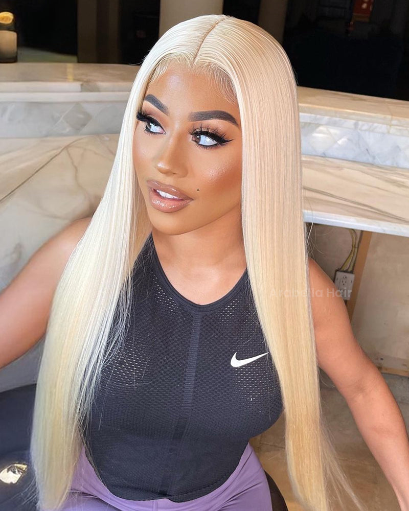 Arabella 6x5 invisible knots Glueless 613 Blonde Silky Straight Wig Pre-cut Lace Beginner Friendly