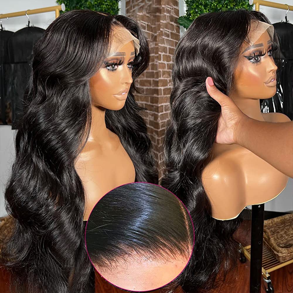 【Super Sale】5x5 Lace Closure Wigs Real Glueless Wig Body Wave Pre-Plucked/Pre-Bleached Natual Black Human Hair Wig