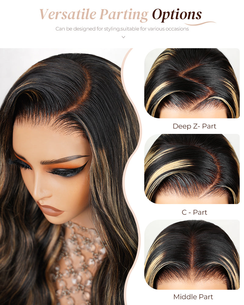 Arabella 6x5 invisible knots Glueless Balayage Highlight Loose Deep Wave Wig Pre-cut Lace Beginner Friendly